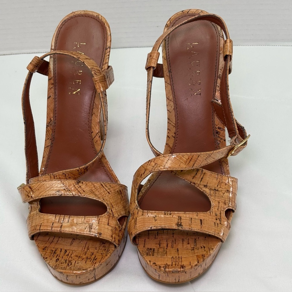 Ralph Lauren Glazed Cork Platform Heels